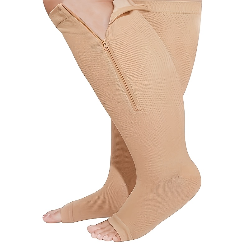 Image of 1 Pair Men's And -toe Plus Size Zipper Compression Socks, Sports Socks, Mid-calf High Tube Socks, Spring New Arrival, Couples, Valentine's Day