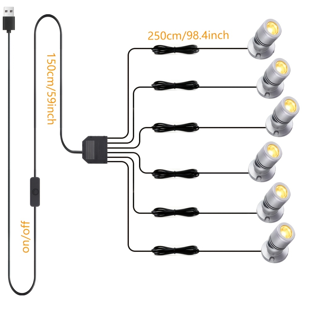 TEMU Usb Powered Led Mini With 2 Head 4 Head , 3000k Warm White Display Lights For Glass Cabinet, Collectible Showcase, Shelf Exhibit And Retail