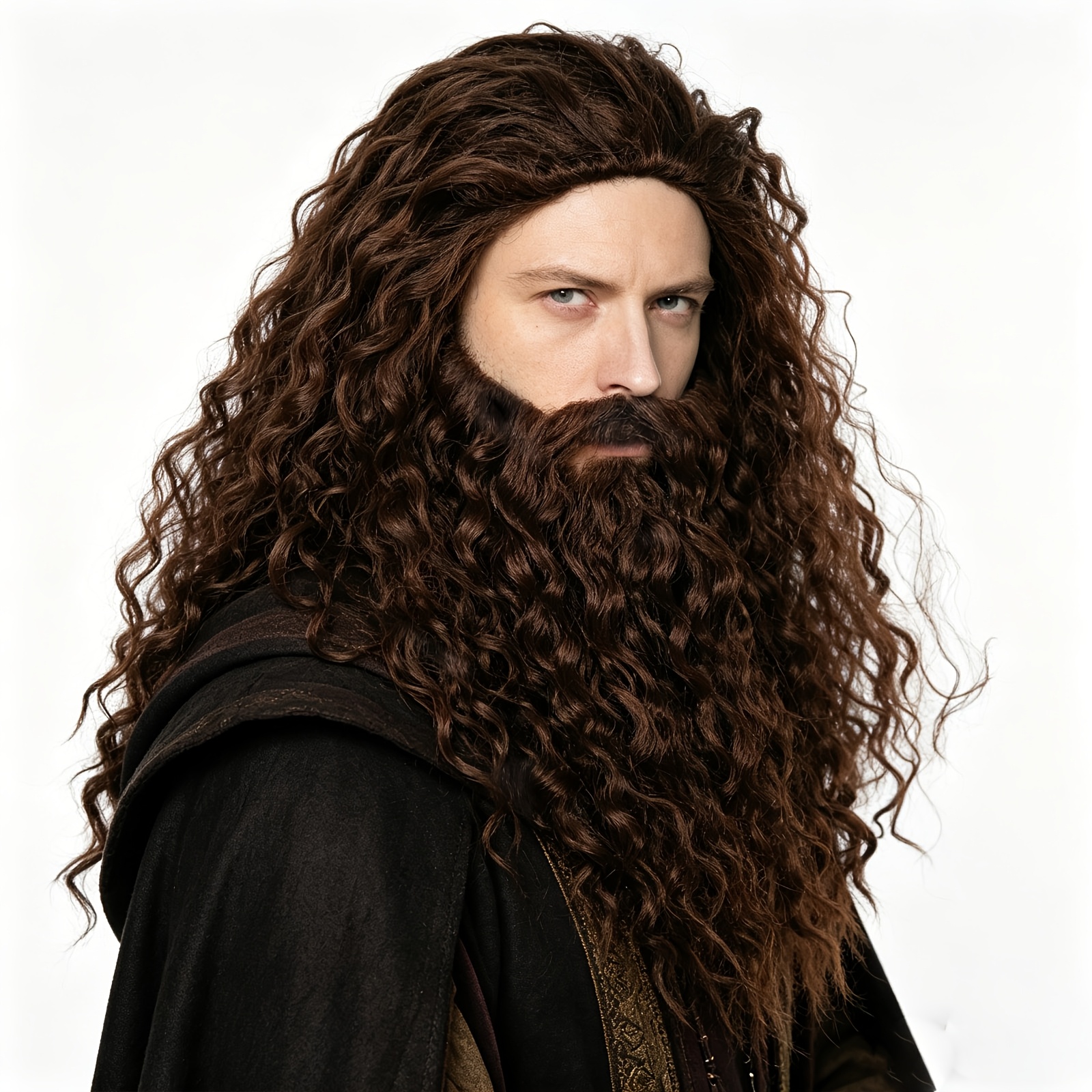 TEMU Peluca de cosplay de con barba - Cabello largo, y , adecuada para disfraces de fantasía, fiestas temáticas, juegos - Elástica, unisex para ,