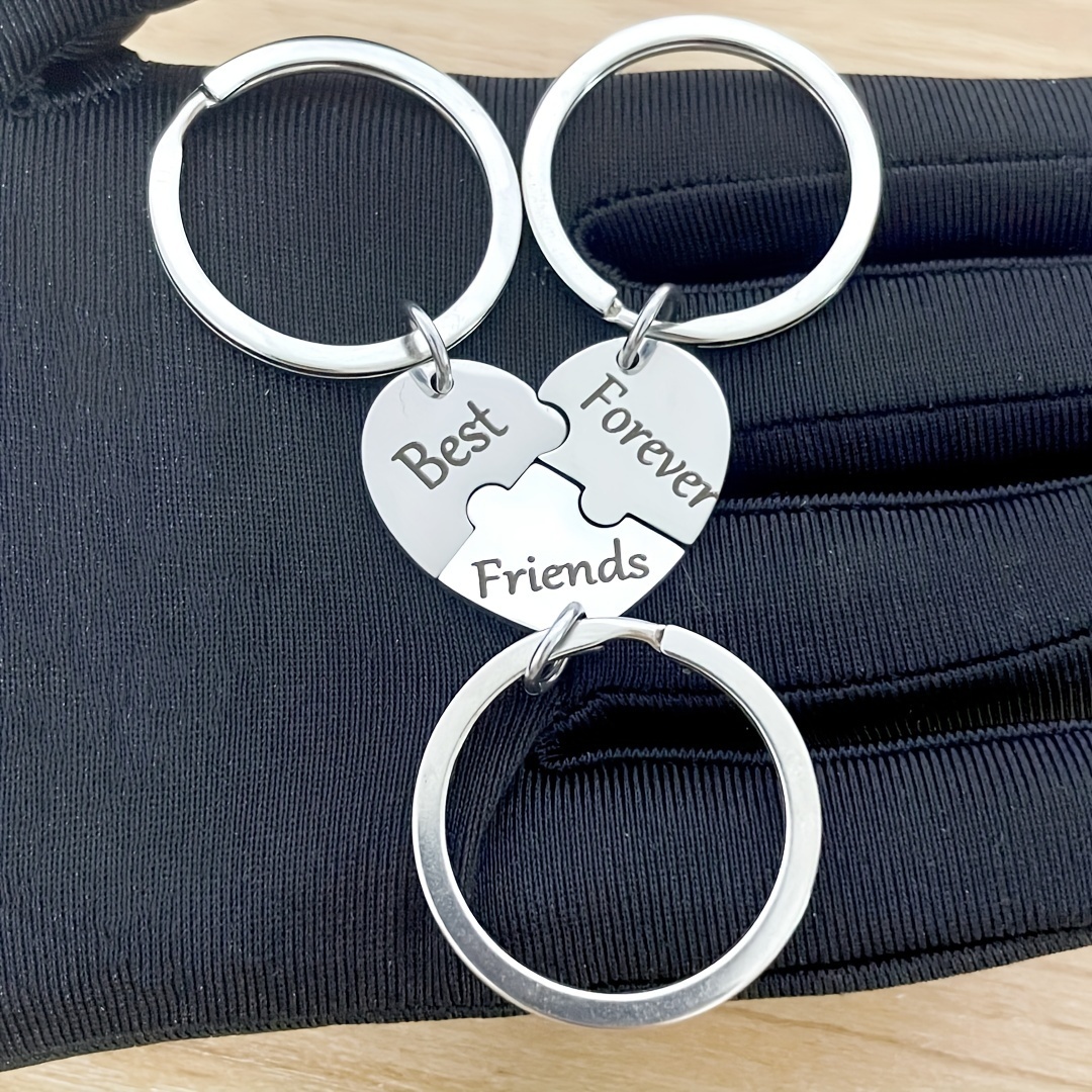 

3pcs Heart-shaped Keychain Set For Friends, Heart-shaped Best Friend Jewelry For Sisters Bff Bestie, Unique Friendship Gift With 3 Interlocking Pieces, Party Birthday Christmas Gifts