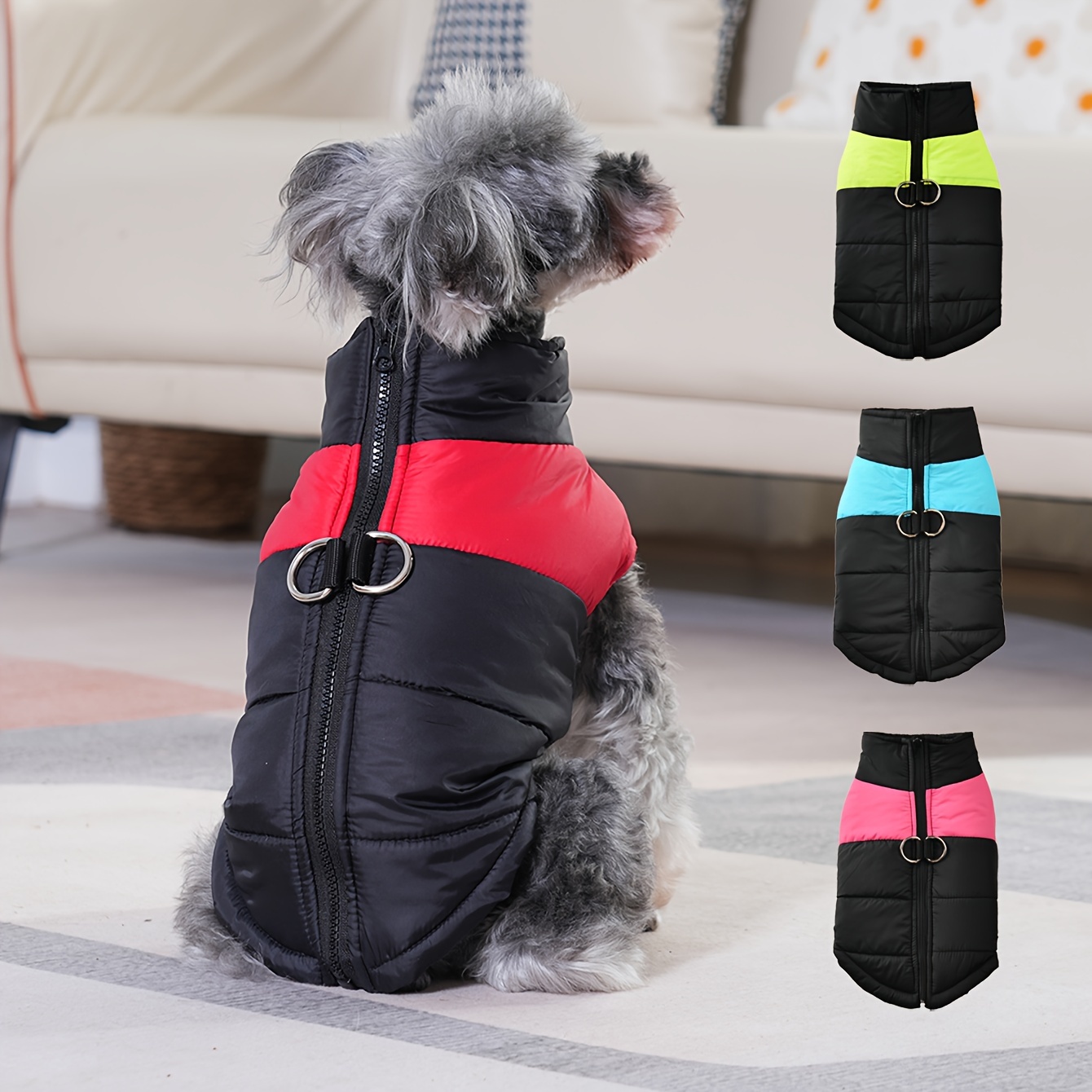 

Waterproof And Fleece-lined Dog Coat With Zipper For Small And Medium , Cotton Filling, Polyester Shell, Adjustable Closure