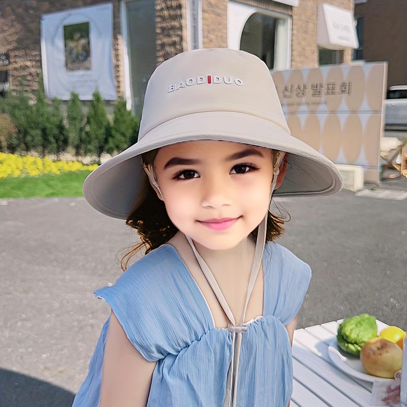 1pc Summer New Kids Outdoor UV Protection Sunshade Hat, Large Brim Sun  Protection Bucket Hat, Viscose Sun Hat For Girls