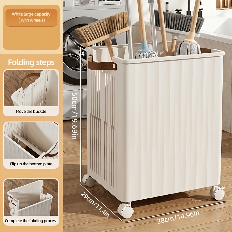 Large Capacity Mop Holder with Wheels, Laundry Hamper Cart,... product image 4