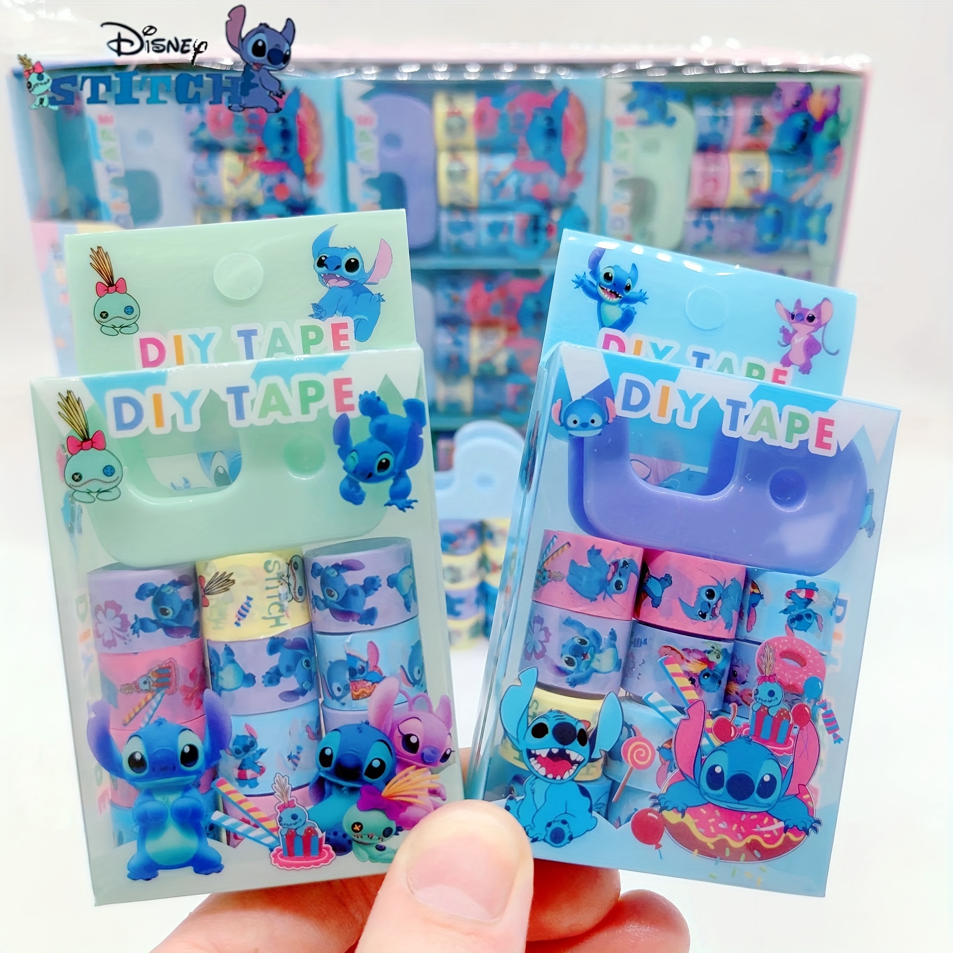 

12-piece Stitch Anime Character Washi Tape Set - Diy Masking Stickers For School Supplies & Party Favors, Hawaiian Theme, Ages 14+
