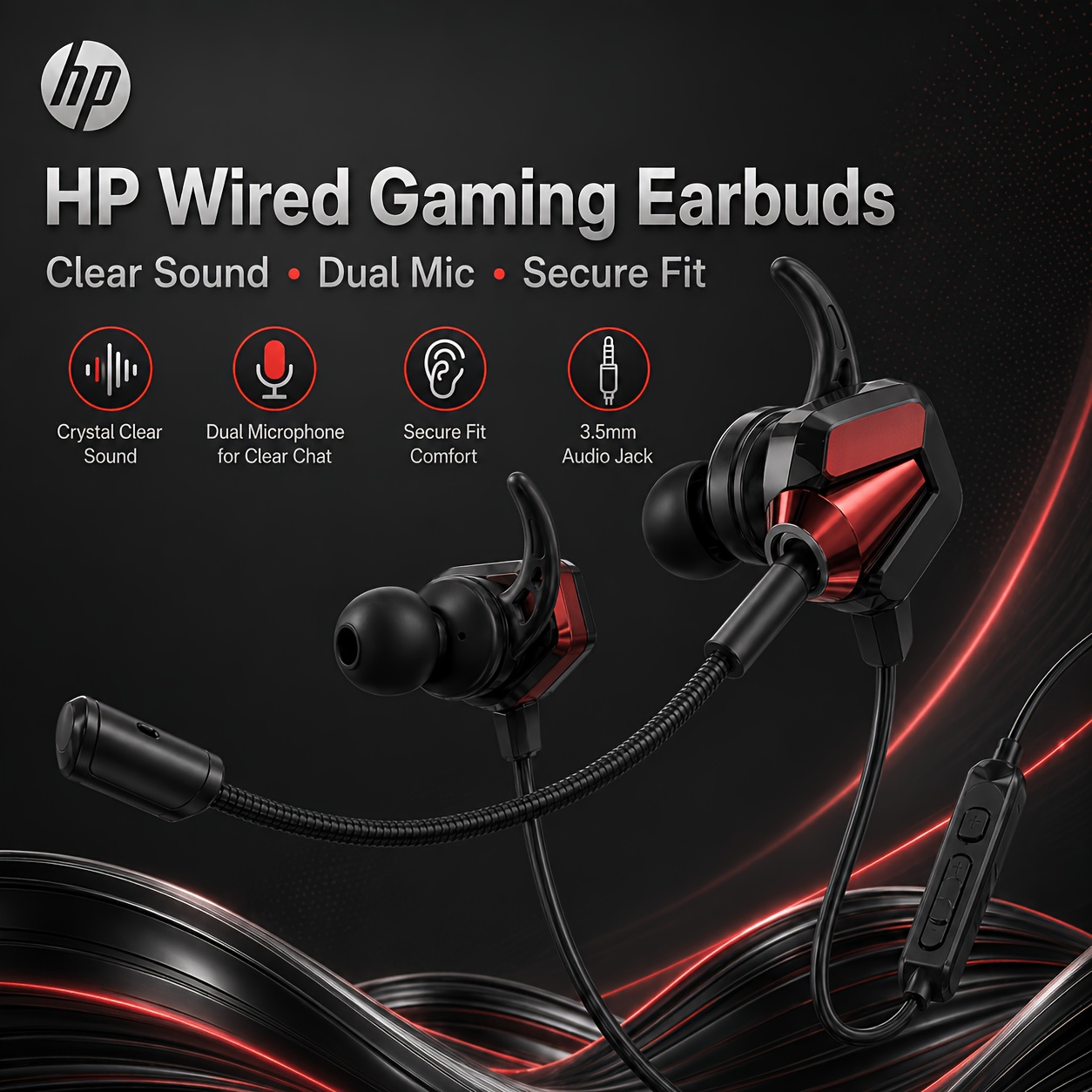 TEMU Wired Gaming Earbuds 3.5mm With Control & Dual Mic Noise Cancelling, Clear Calls For Zoom Meetings Online Classes, With , Low Latency For Gaming