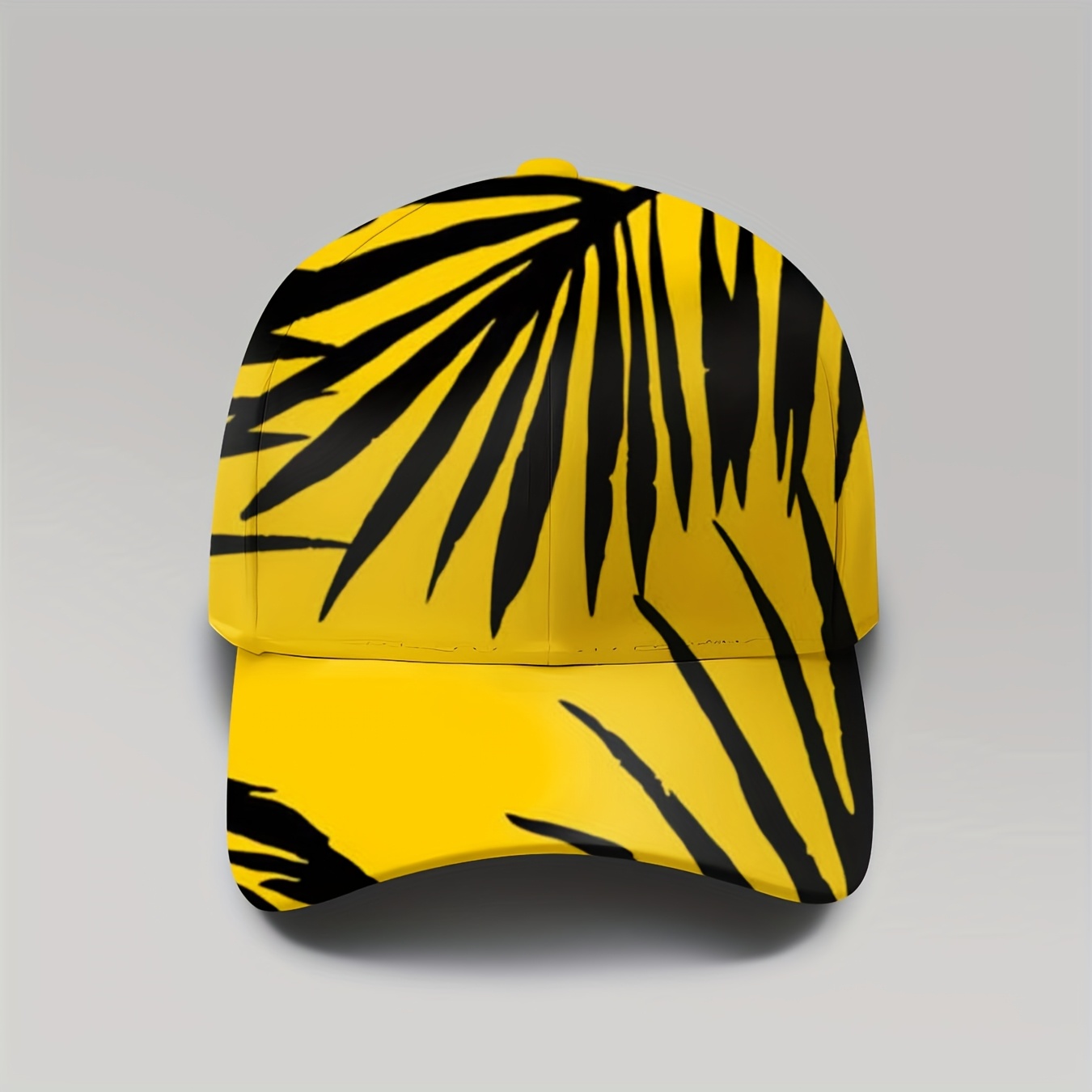TEMU 1pc Of A Baseball Featuring A Design With Black And Yellow Leaves, Suitable For Anyone, Perfect For Casual , Everyday Use, Adjustable Size,