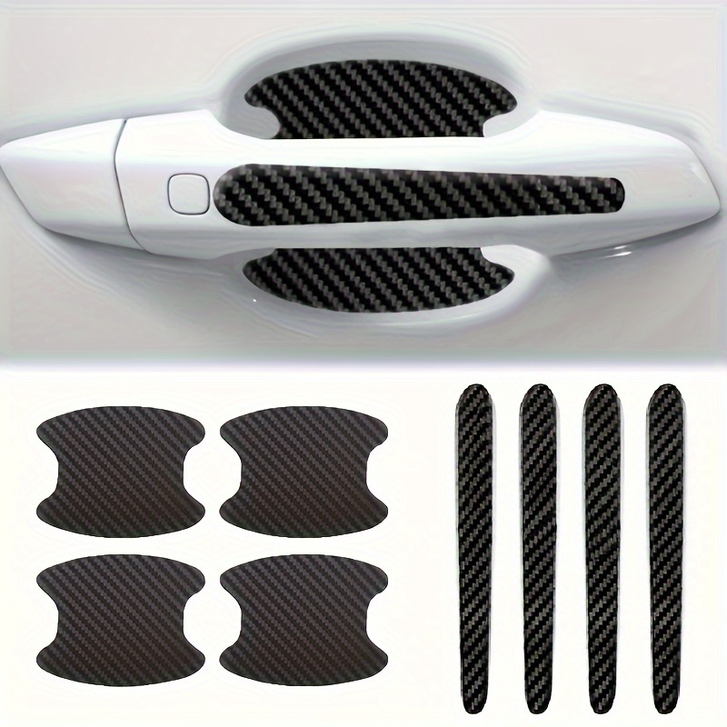 

[customer ] 8pcs 3d Carbon Fiber Car Door Protector Set - -resistant, Fit With Transparent Handle Guards & Bowl Films