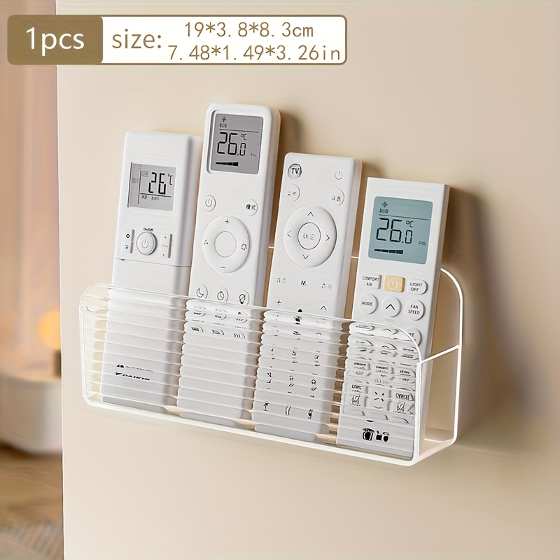TEMU 1pc Wall-mounted Remote Control Organizer With Acrylic Transparent - Storage For Tv, Air Conditioner, Phone & More - Space-saving Modern Home