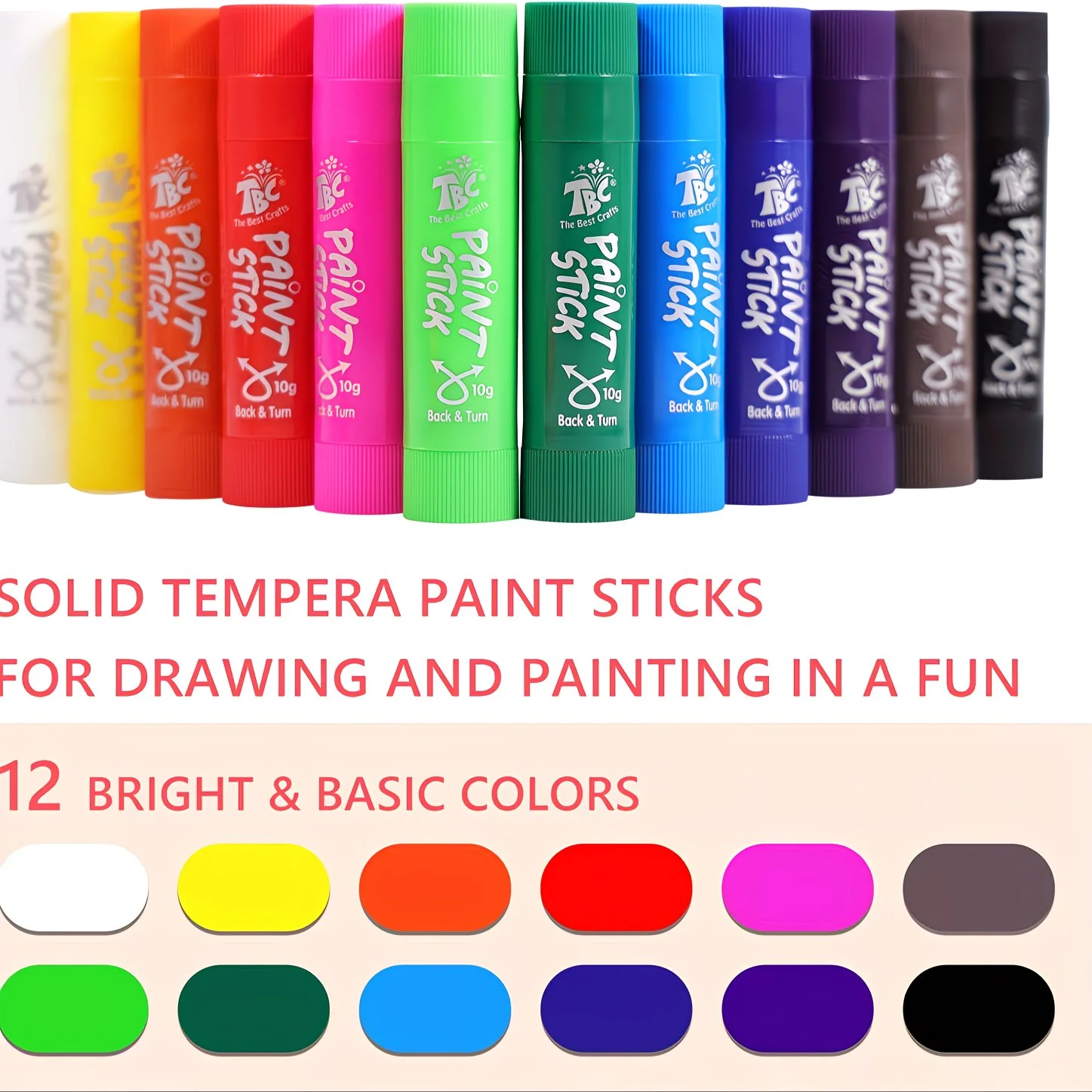 12-Pack Washable Tempera Paint Sticks for Kids & Students – detail 2