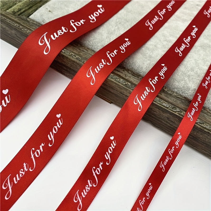 

10/20/25/38mm Red Polyester Ribbon With "" Print, Romantic Gift Packaging & Valentine's Day Decoration