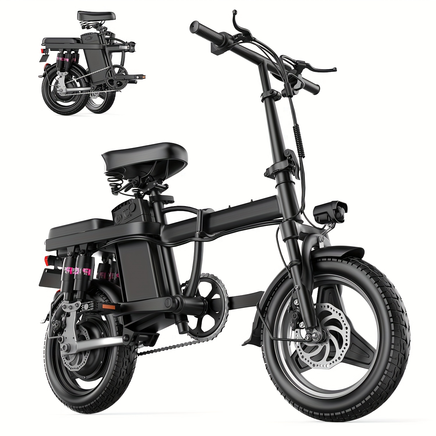 500W Lightweight Folding Electric Bike for Adults - 20MPH 35-Mile Range Commuter E-Bike with 48V 10AH Removable Battery, Front Headlight & Disc Brakes, 385 lbs Capacity, Alloy Steel Frame, Black, Foldable Electric Bike, Daily Transportation, Portable Bicycle, Sturdy Build, Daily Commuters