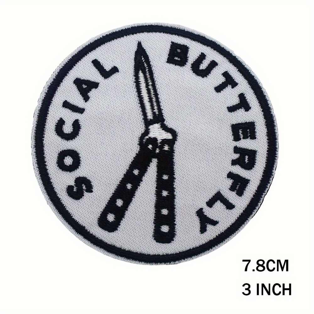 TEMU 1 pièce Papillon Social Patch thermocollant brodé, Applique décorative à coudre en polyester pour vêtements Jeans T-shirt
