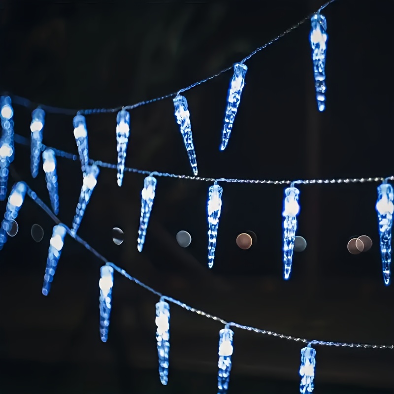 

20 Led Solar-powered Ice String Lights - 8 , Waterproof, Energy-efficient, And For Outdoor Christmas Decorations, Hallway, Patio, And Garden