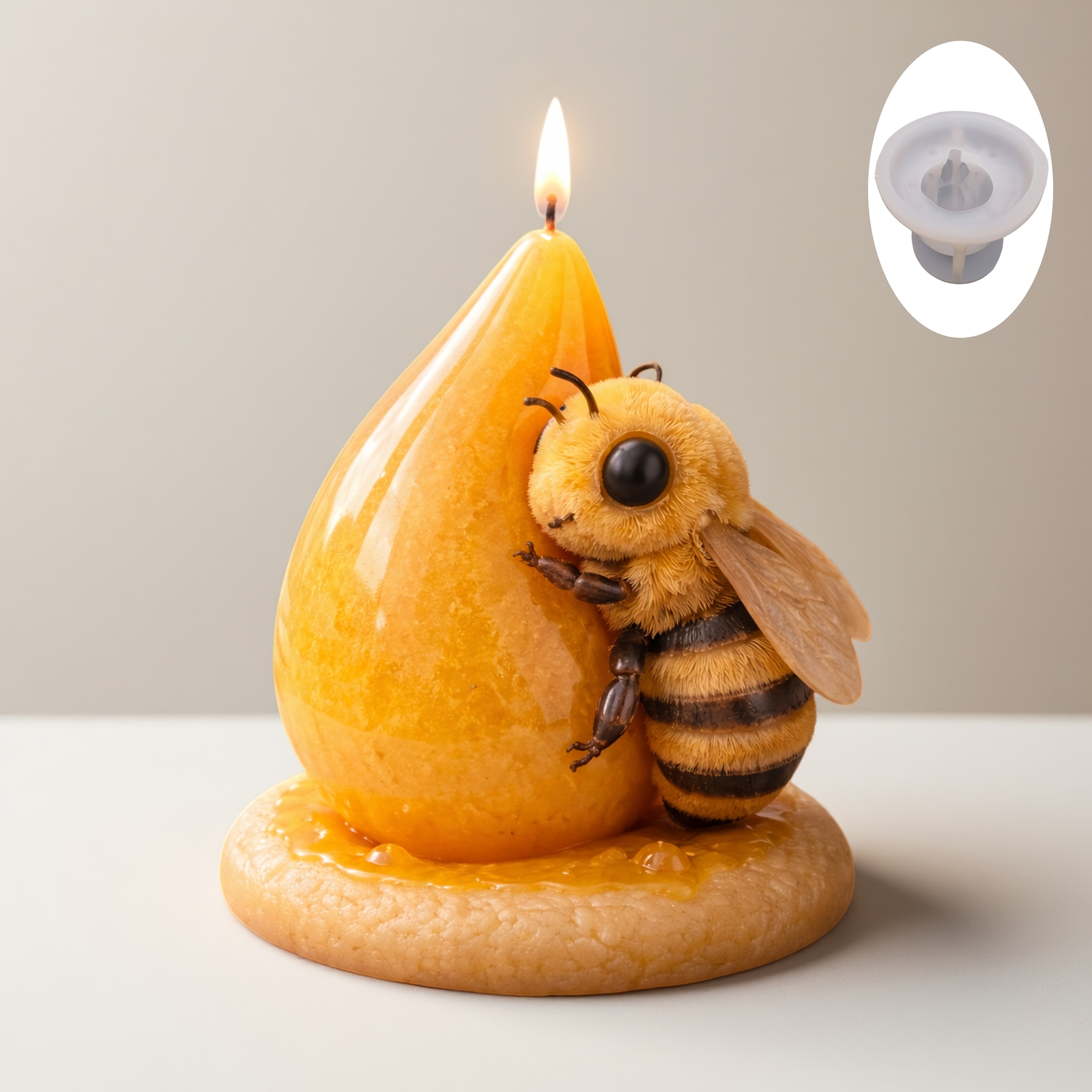 3d Bee Holding A Large Honey Silicone Mold, Sculpting Tool, Sculpting Mold | Opakovane použiteľná, ľahko uvoľniteľná, tvarovateľná silikónová forma. Vhodné pre