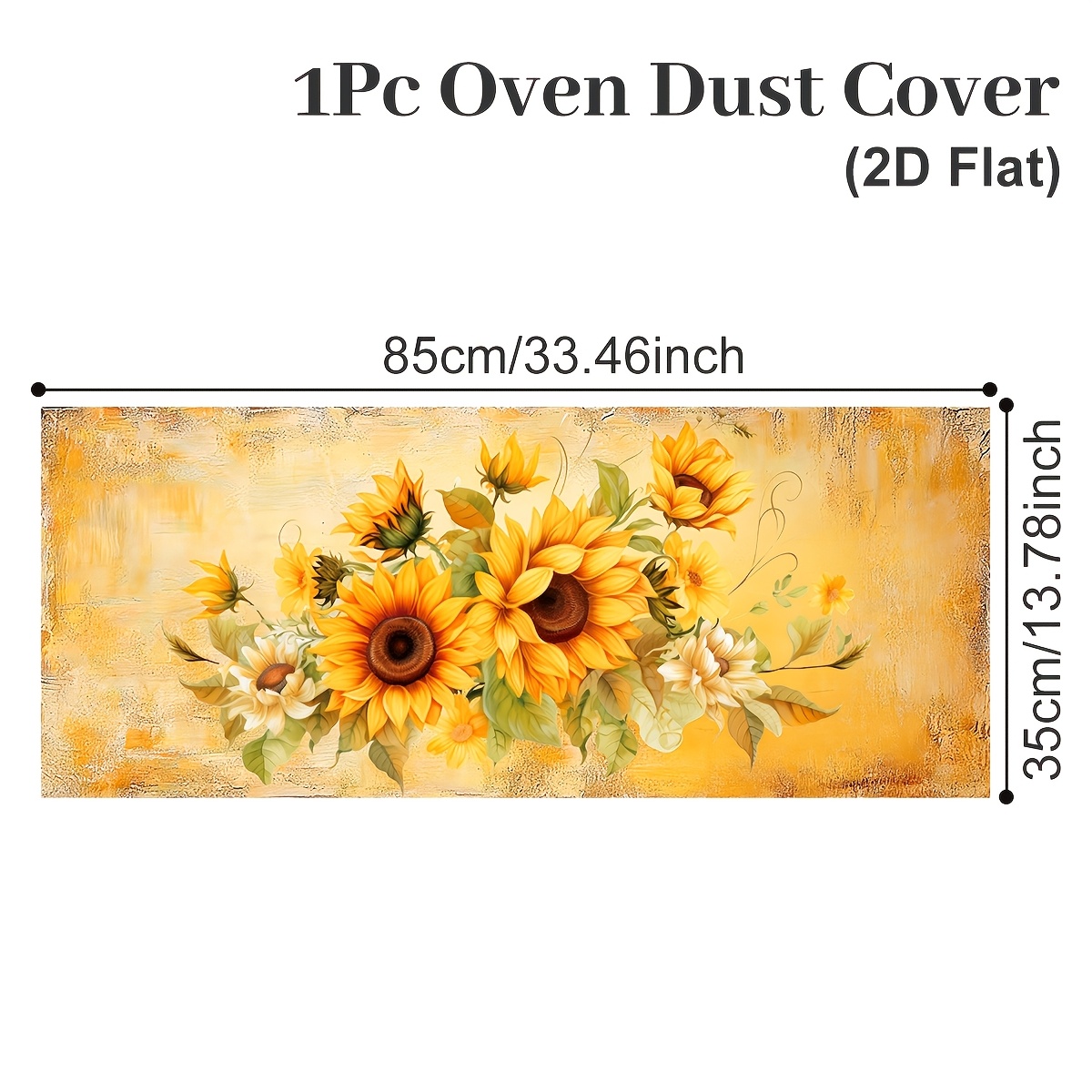 TEMU 2d Flat, 1pc, Sunflower Microwave Oven Replacement Decoration Kit, 85x35cm, Exquisite Sunflower Patterns Oven Dust Cover, Perfect For Wedding