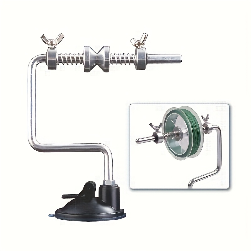 Stainless Steel Portable Fishing Line Spooler - Adjustable, Vacuum Suction Cup Mount, Durable And Lightweight, Suitable For , Fishing Line Spooler | Stylish , Fishing Accessory