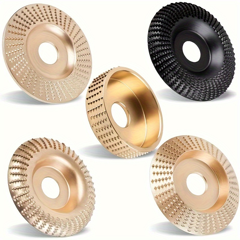 

5pcs Carbon Carving Shaping Discs Set, Medium Grit For Angle Grinder, Woodworking Grinding Wheels For Polishing And Sculpting