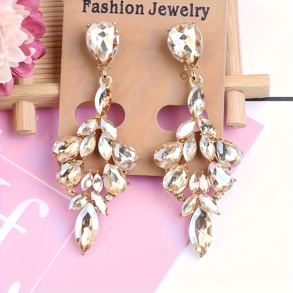 TEMU Colorful Resin Tassel Earrings, Luxurious And Exquisite Design Earrings, Fashionable And Elegant Party Sparkling Additions, Essential Holiday