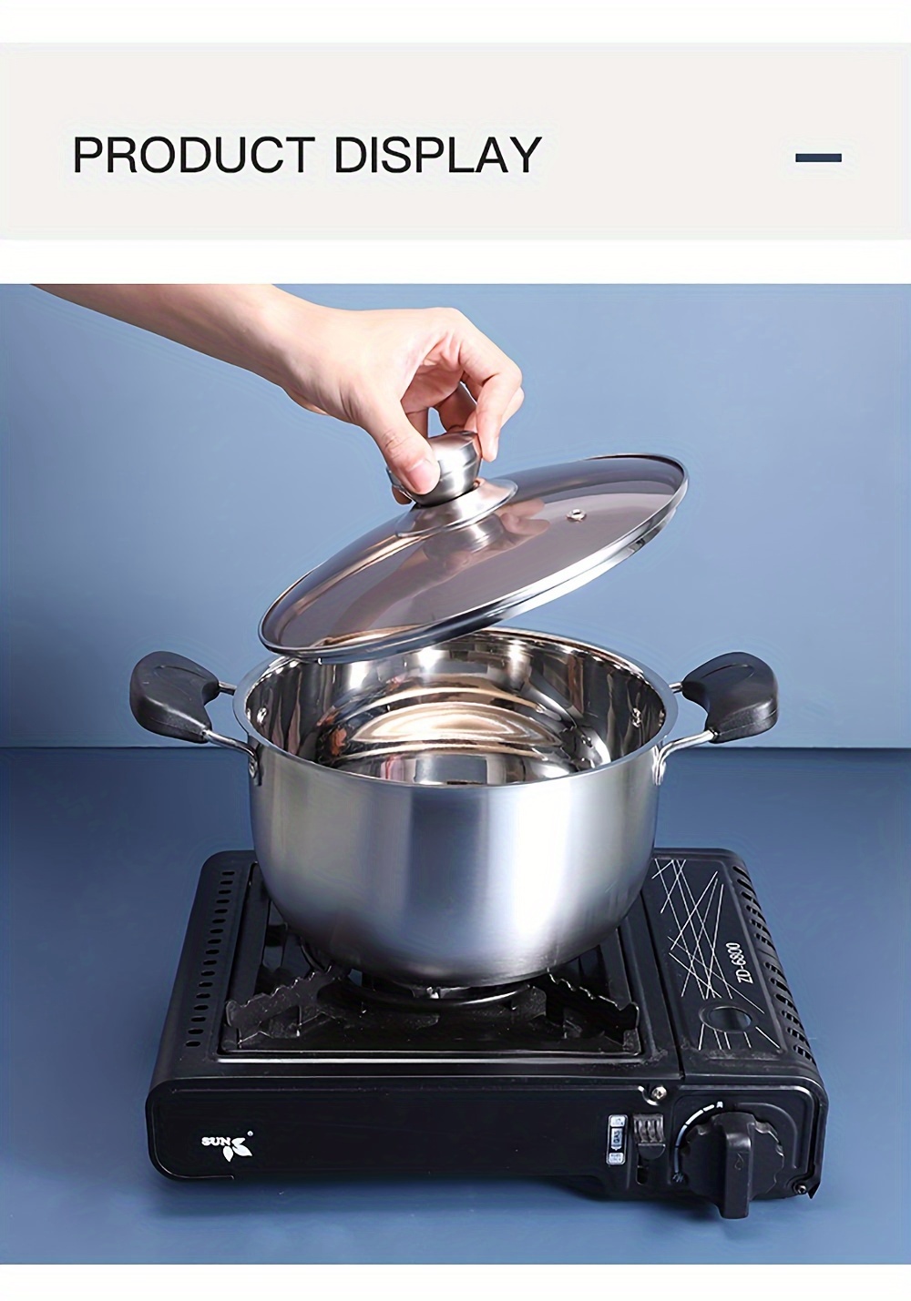 stainless steel soup pot with lid dual handle induction compatible dishwasher safe for home kitchen use details 11