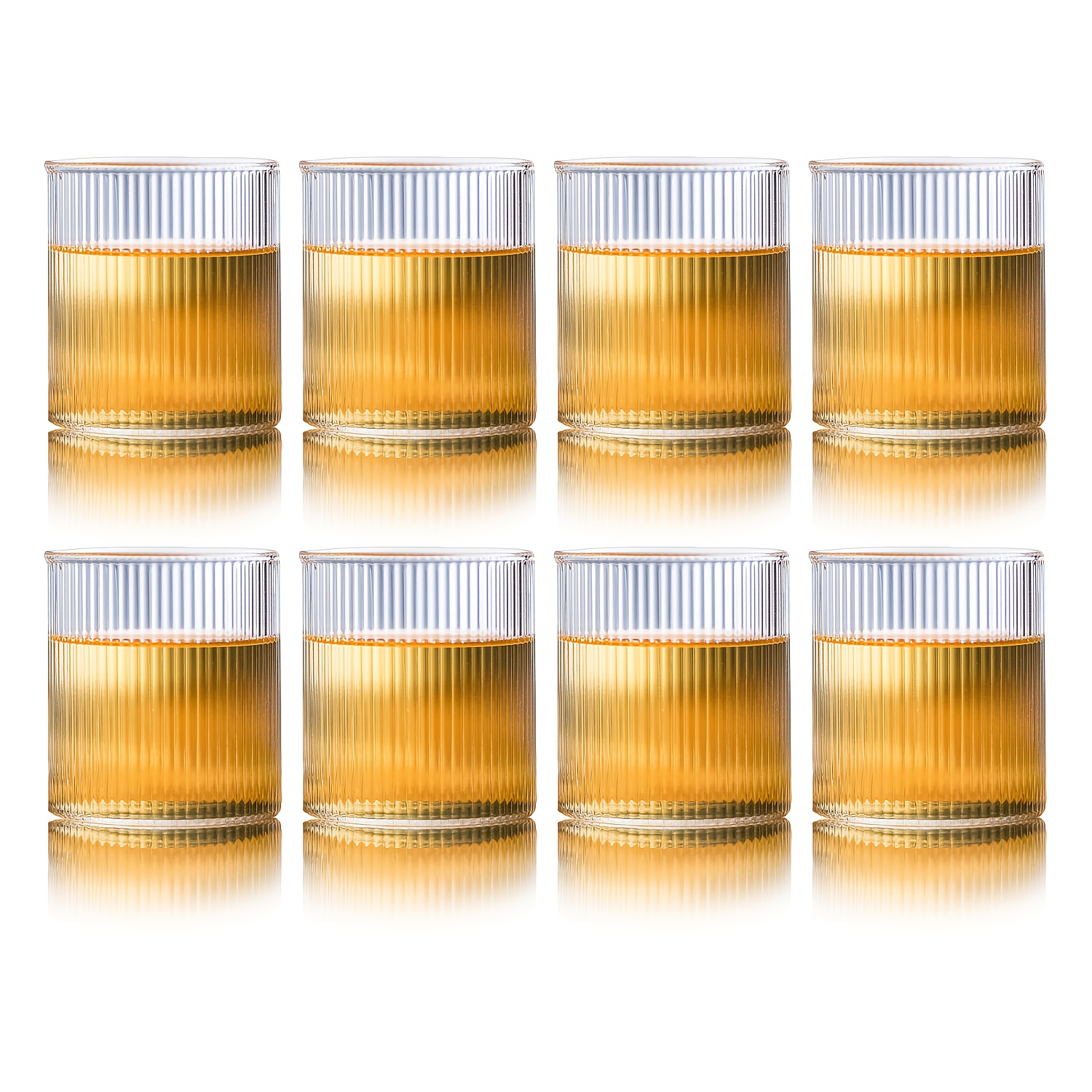 E-shop Lager, 8 Stück Japanische Glasbecher mit vertikalem Streifendesign, aus Borosilikatglas, spülmaschinenfest, 350 ml/12 oz, für Whisky,