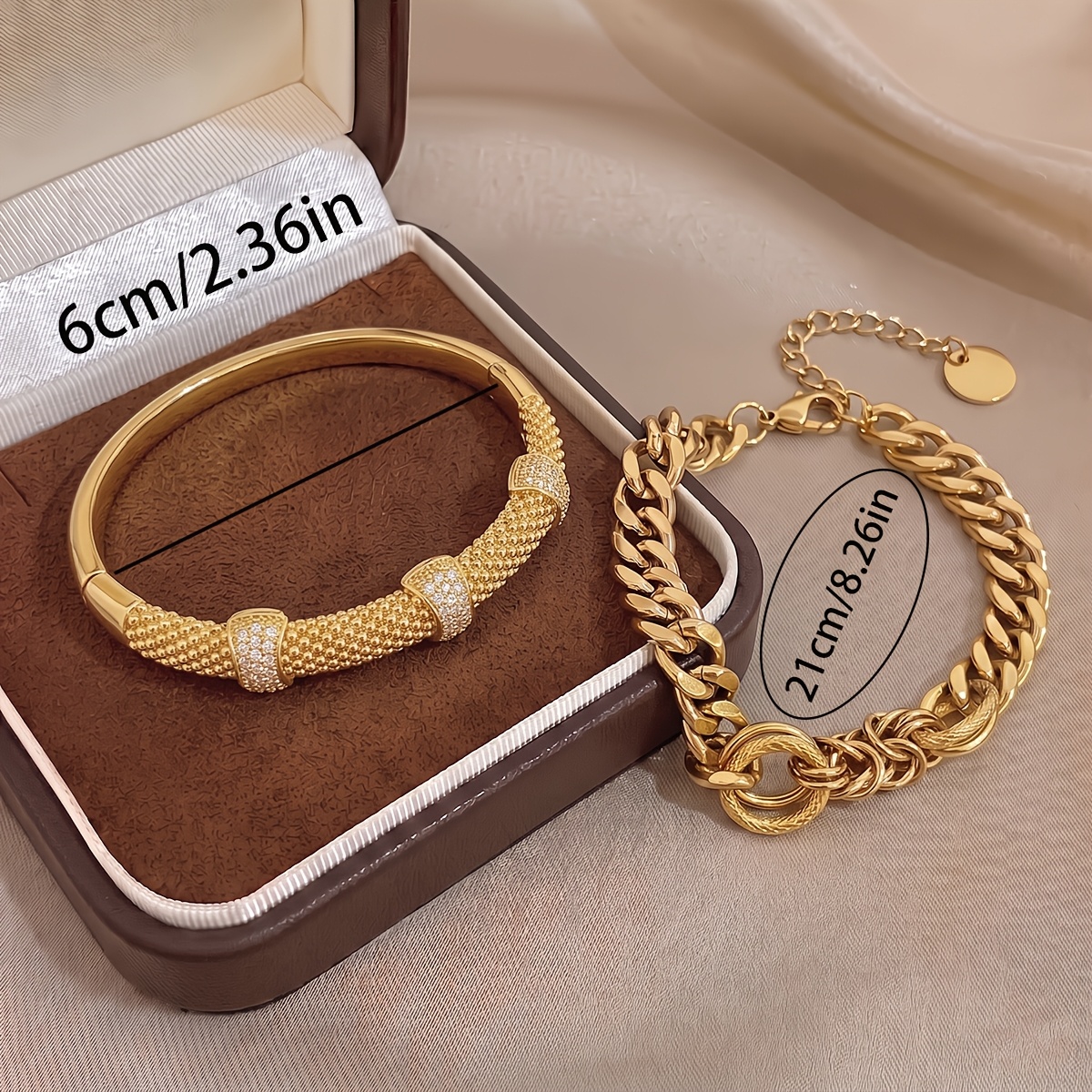 18K Golden Plated Bracelet and Necklace Jewelry Set, Unique Design