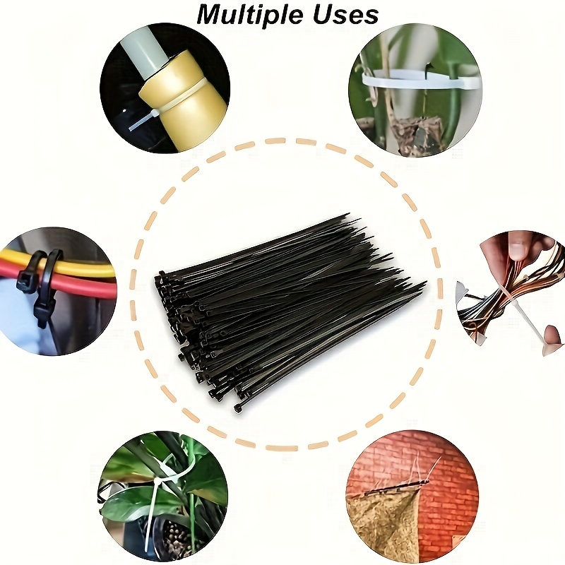 100pcs Heavy Duty Tie, Self-Locking Function, High Strength and Durable Nylon Zipper Strap for Construction and Home Organization, Cable Management