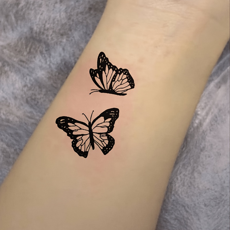 Black and White Butterfly Temporary Tattoos, Artistic Design