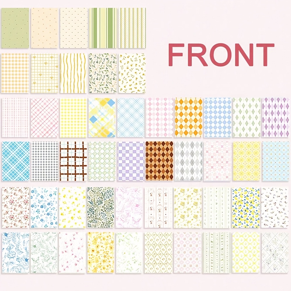 TEMU A5 Material Paper 50 Sheets Of Non-repetitive Double-sided Decorative Paper Floral, Polka Dot, Lattice, Striped Patterns Suitable For , Greeting