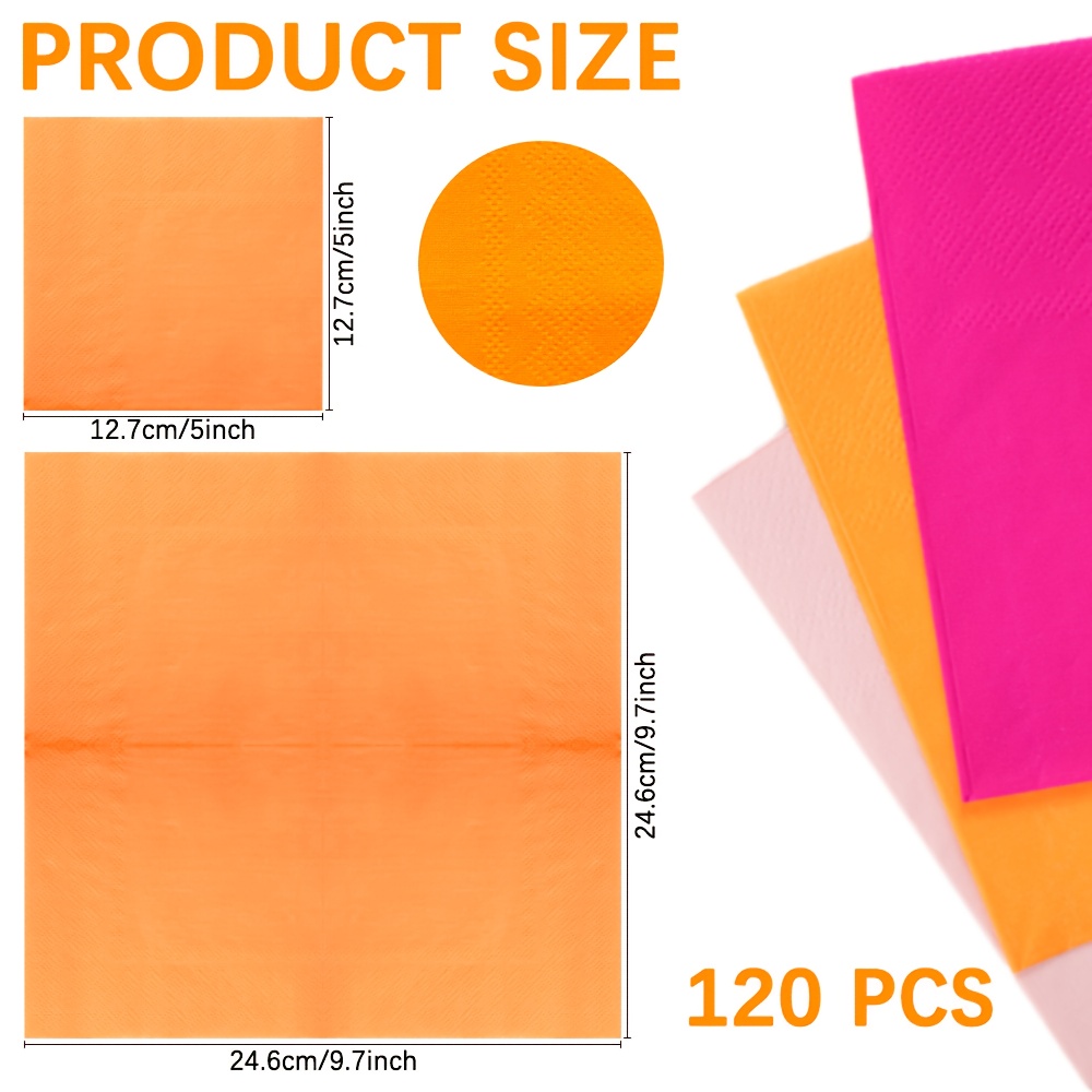 Image of 120 Disposable Tri-color Napkins Made Of Double-ply Paper, Ideal For Celebrations Like Birthdays And Bachelorette Parties - Features Bright Designs With Scalloped Borders For Halloween、christmas
