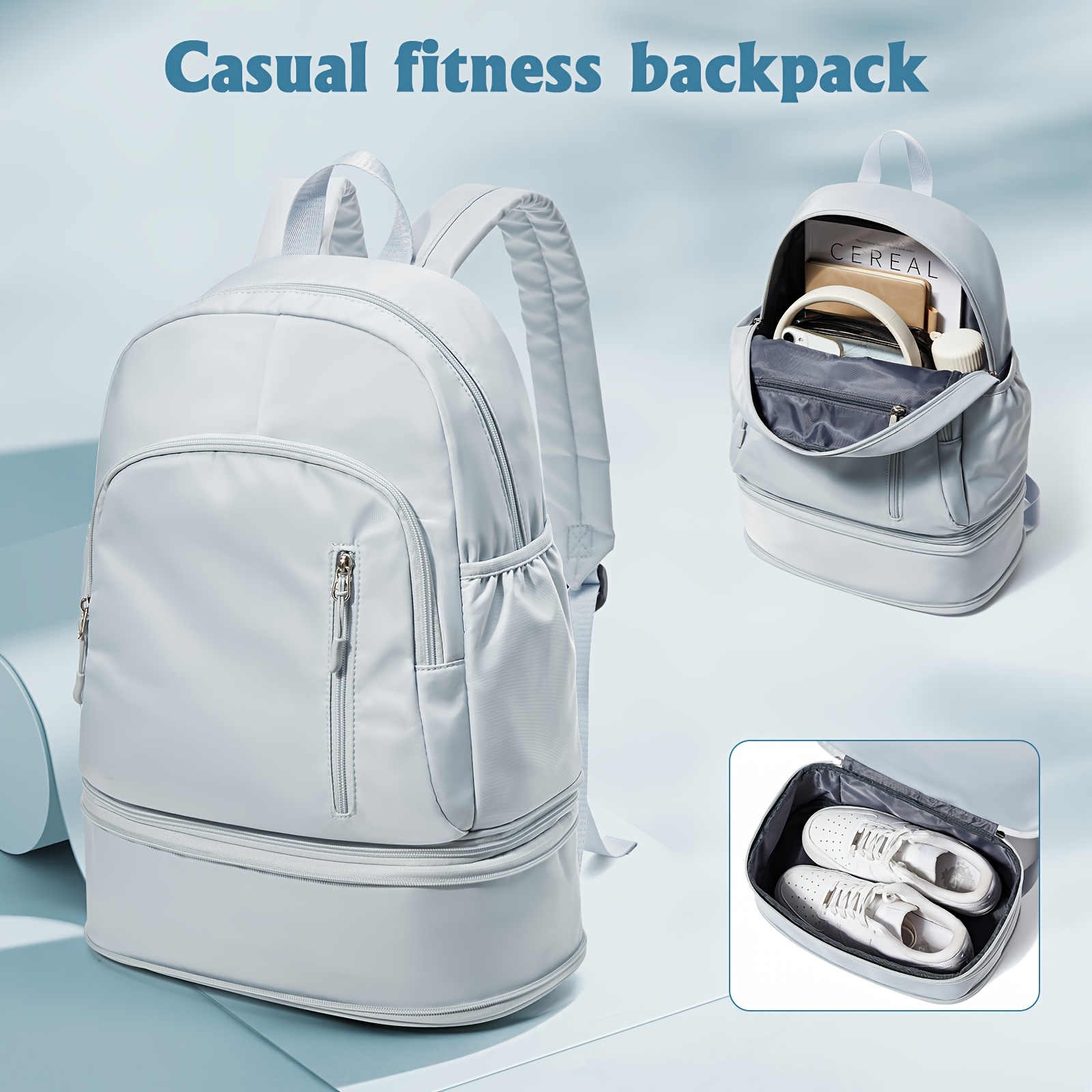 

Sac à Dos Léger en Nylon pour Femmes Flska - Blanc Élégant avec Bretelles Réglables, Compartiment Humide/, Poche Zippée pour Gym, Voyage, Randonnée & Natation