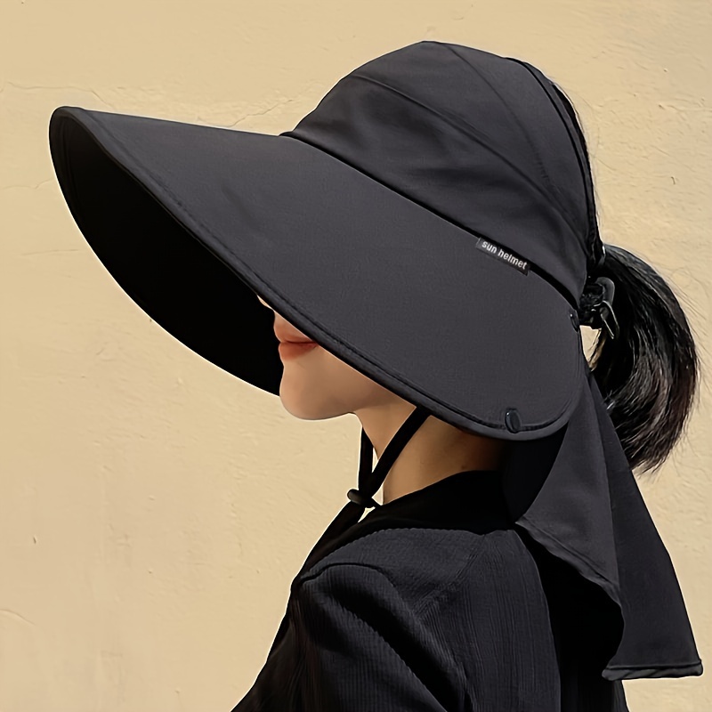 TEMU Oversized Large-brimmed Sun Hat, Women's Summer Shawl New Outdoor Hat, Outdoor Neck-covered Sun Hat Beach Hat, Suitable For Outdoor Hiking