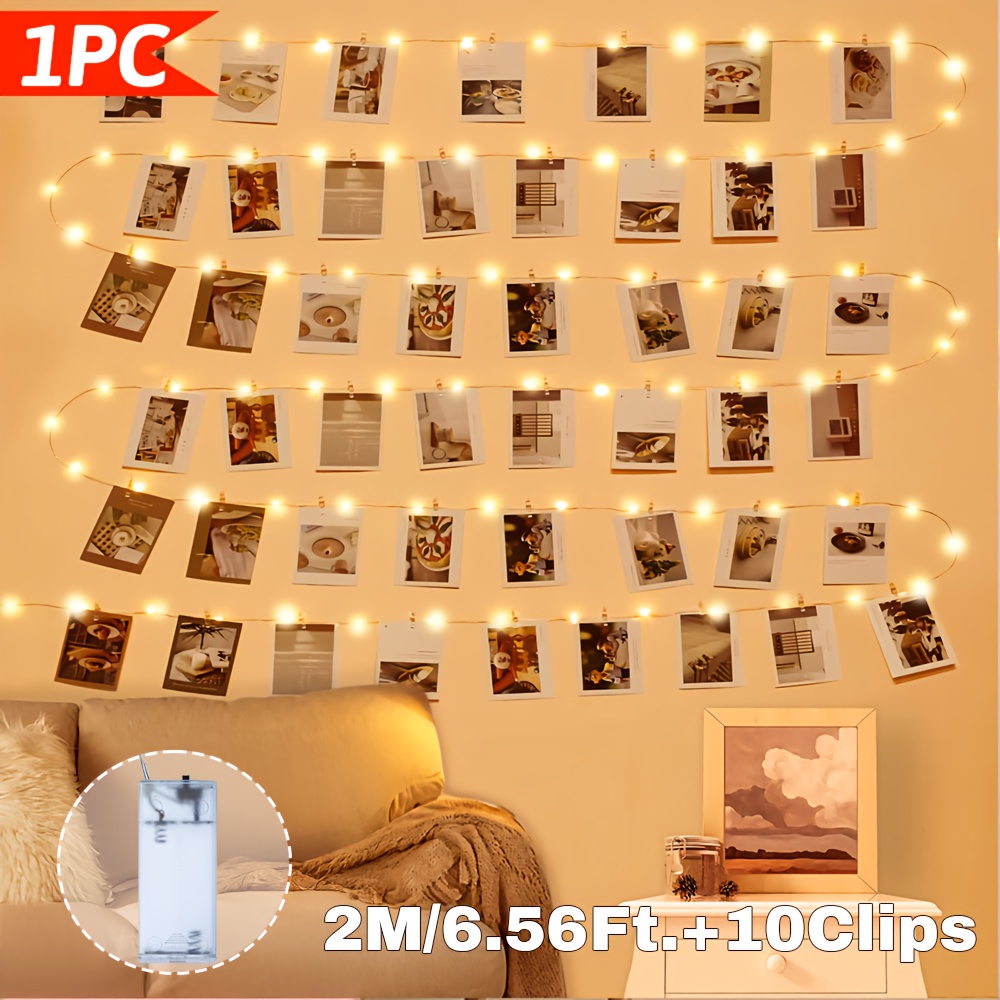 TEMU 1 pz, Luci a Fiabesche per Foto, con 50/25/10 Clip, Luce , per Biglietti, Foto, Camera da Letto, Feste, Matrimoni, San Valentino, Decorazioni