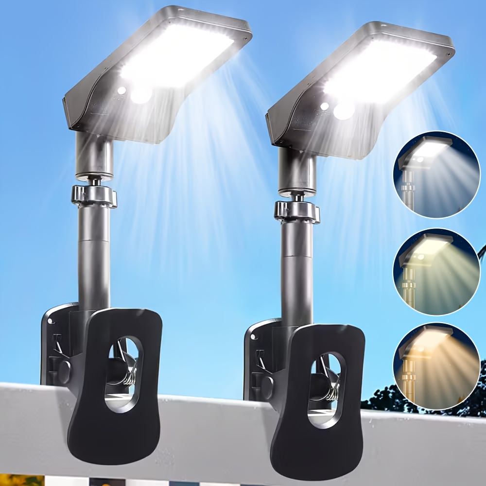 E-shop 2 Stück Solar-Außenleuchten mit Clip-On Bewegungssensor, Solar-Zaunleuchten, einfache Installation, 6000K Farbtemperatur, ideal für