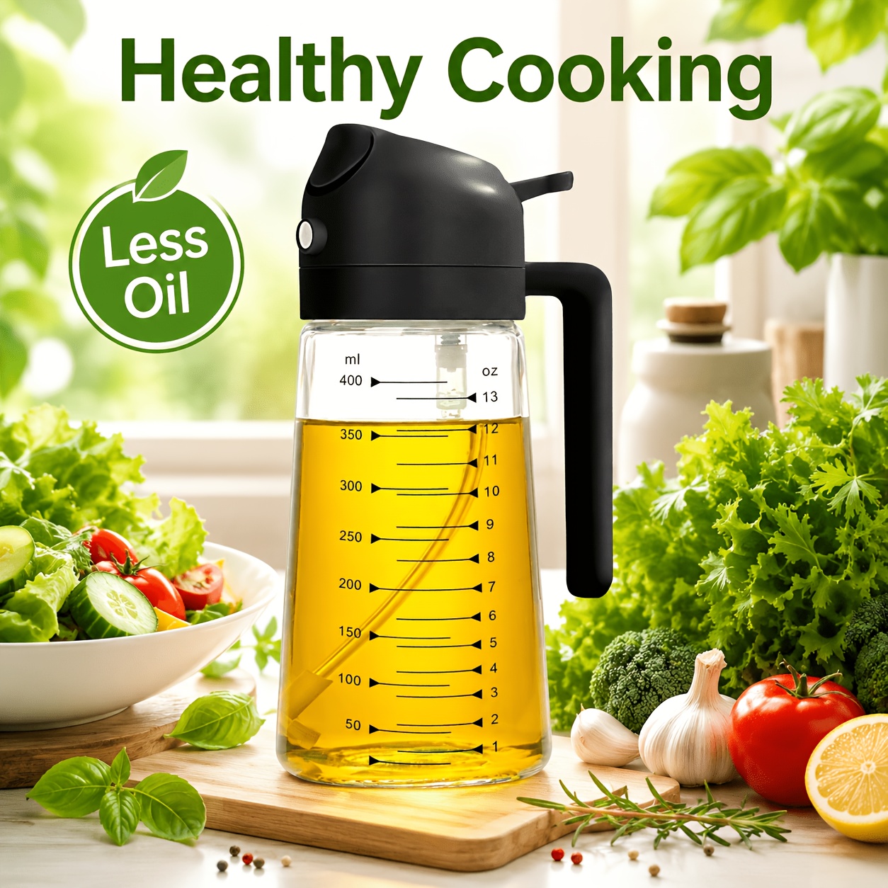 TEMU Spray Olio 470ml per Friggitrice ad Aria, Dispenser Olio in Plastica con , Nebulizzatore Olio da Cucina Antiaderente per Condimenti per Insalata