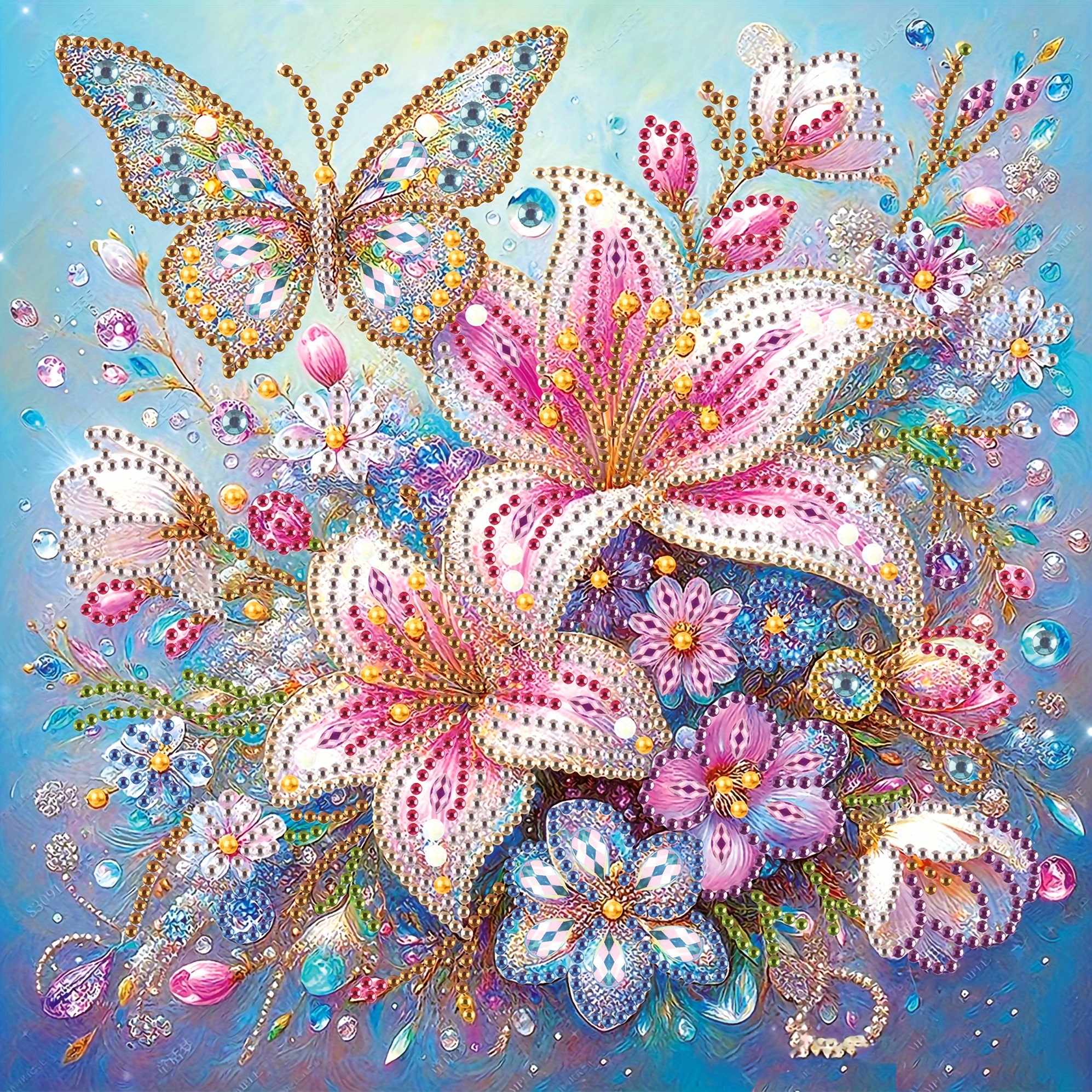 

Butterfly & Floral 5d Diamond Painting Kit - Shape Crystal Art, Canvas Craft Set For Decor, Ideal Gift For Art Enthusiasts