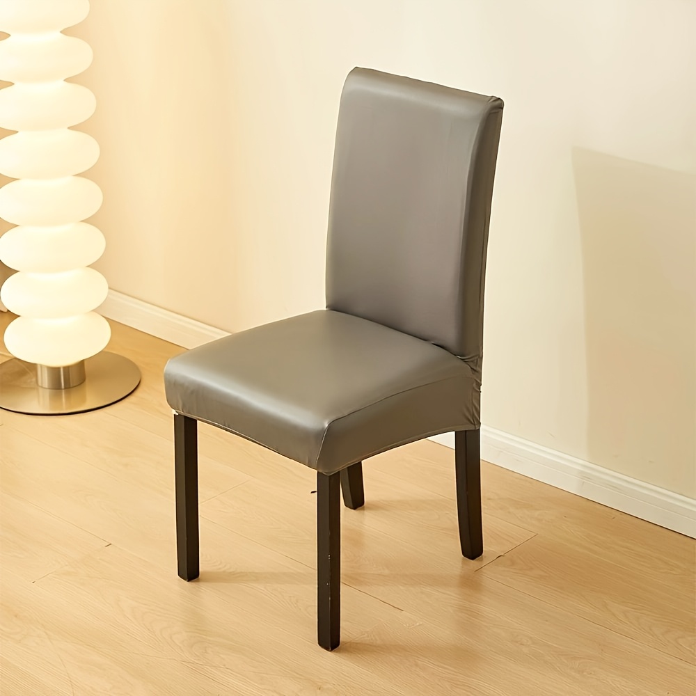 Image of 1pc Faux Leather Chair Size Non-slip Soft Comfortable Pet-friendly Elastic Fabric Cover For Room Office Desk Dining Chair Leisure Chair