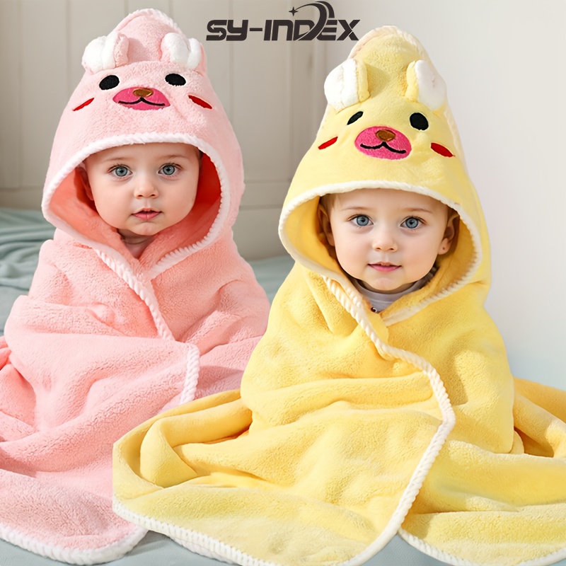 Set Regalo 2 Asciugamani Con Cappuccio Per Bambini In Cotone Biologico - Morbidi E Assorbenti - 2