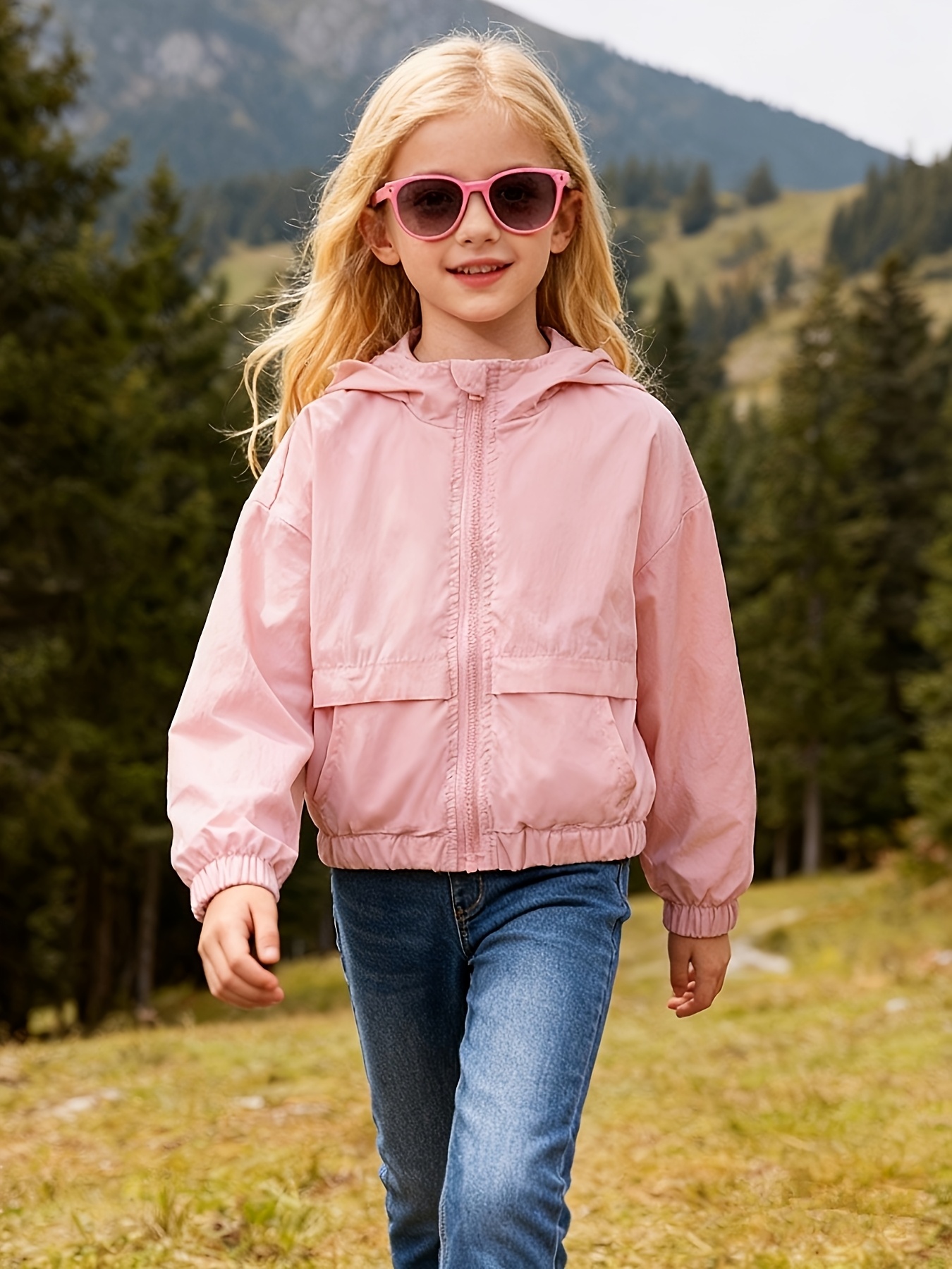 Solid Color Lightweight Jacket for Girls