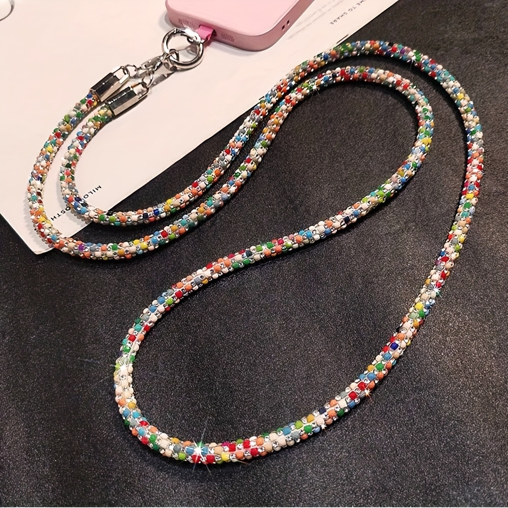 Mobile Phone Lanyard Long Style Crossbody High-end Women's Diamond Hanging Chain Fashion Diamond Pendant Outdoor Travel Portable Hanging Chain Mobile Phone Case Hanging Rope Bag Chain