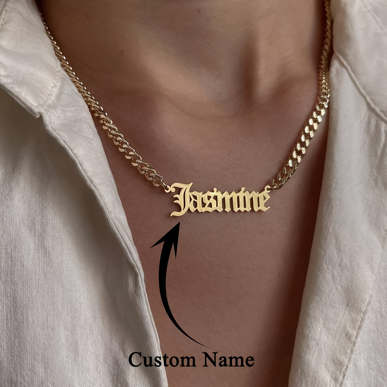 TEMU 1pc Collier Chaîne NK en Acier Inoxydable Doré et Argenté Personnalisé, Pendentif Nom Unisexe, Style Bohème Élégant Bijou DIY pour Femme, Cadeau