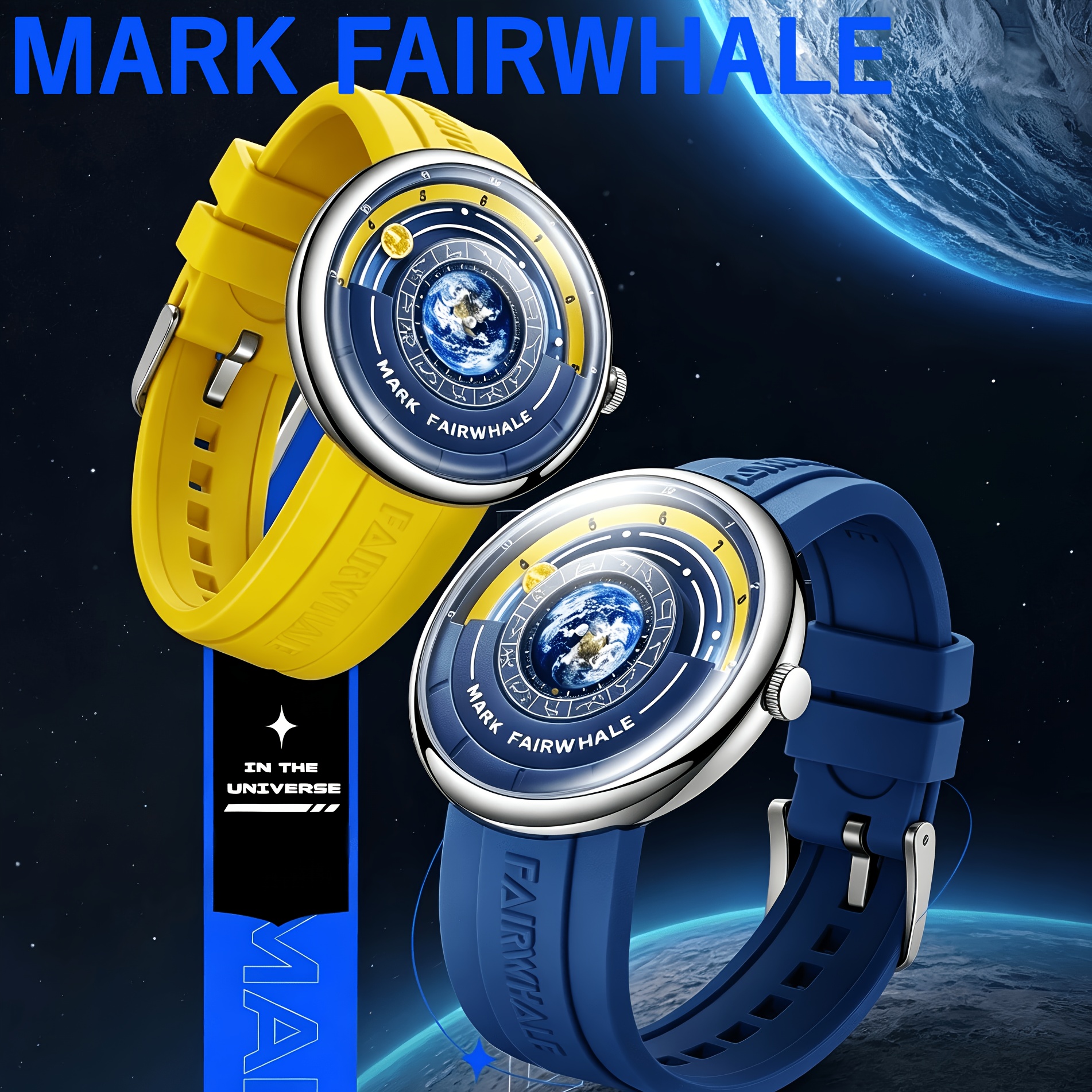 MARK FAIRWHALE Stylish Men'S Quartz Watch Planet Series Unique Display Dial Trendy Couple Watch Fit for Leisure Gatherings Valentine'S Day Ramadan Carnival Premium Gift for Friends And Family FW-5700