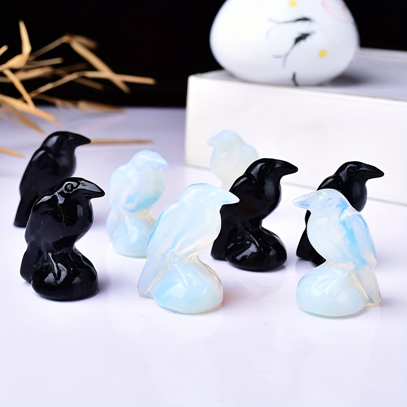 

1pc Natural & Crow Figurines, Quartz Bird Statuettes For Desktop Decor, Home Decoration, Quartz Crystal, Ideal For & Christmas Holiday Gifts