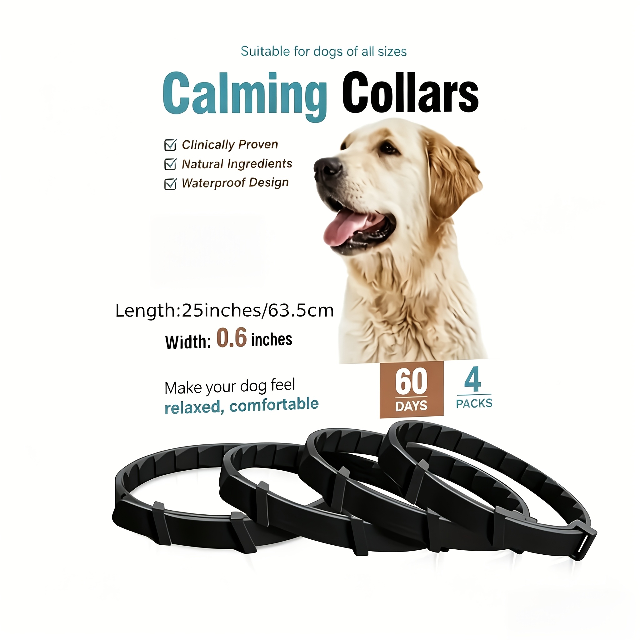 TEMU 4pcs Dog Pheromone Collars Dog Calming Pheromone Collar Black
