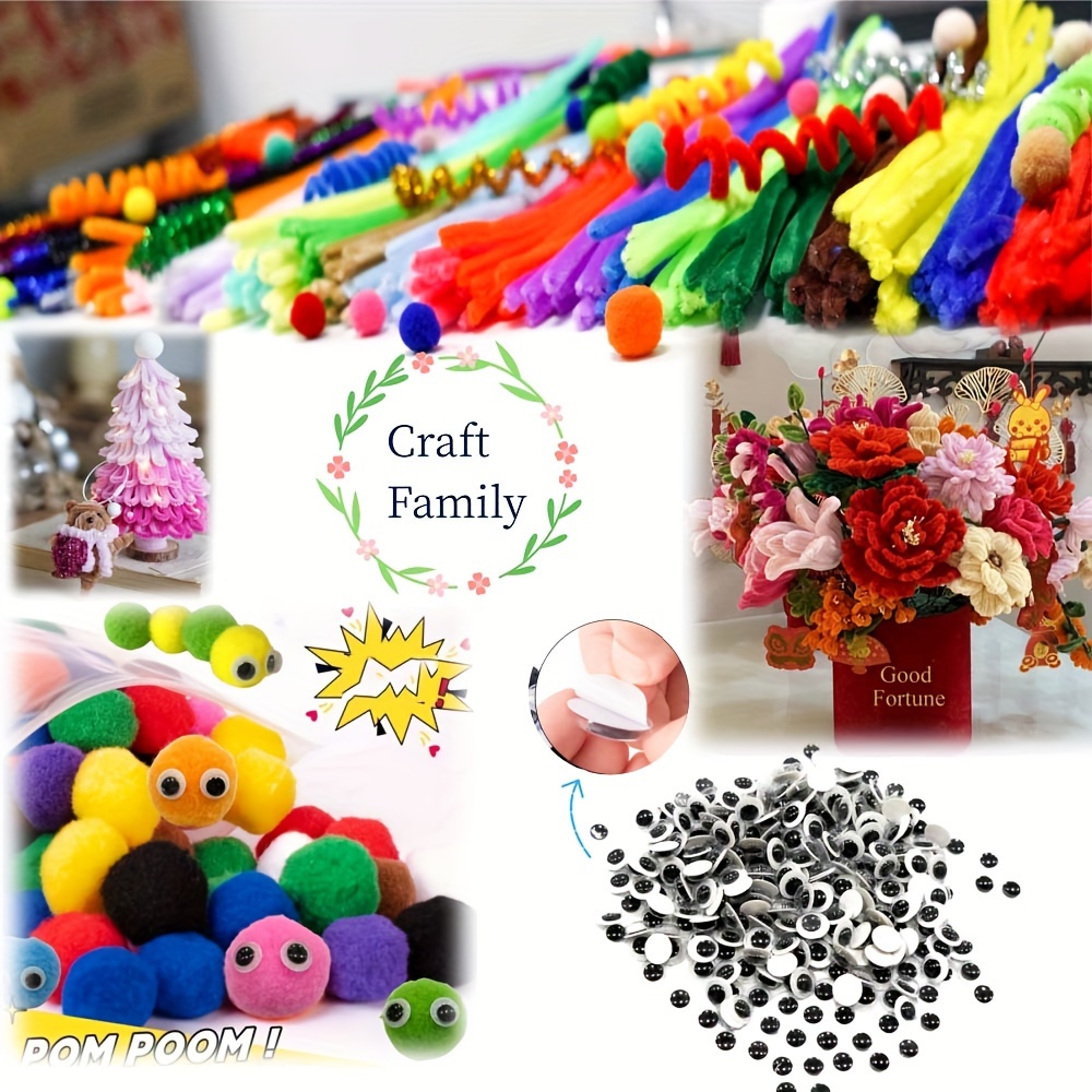 500 Scovolini Per Tubi, 100 Steli Colorati In Ciniglia, 150 Occhi Finti,  250 Pom Pom Fai Da Te, Decorazioni Artigianali Per Bambini, Checkout  Online Rapido E Sicuro