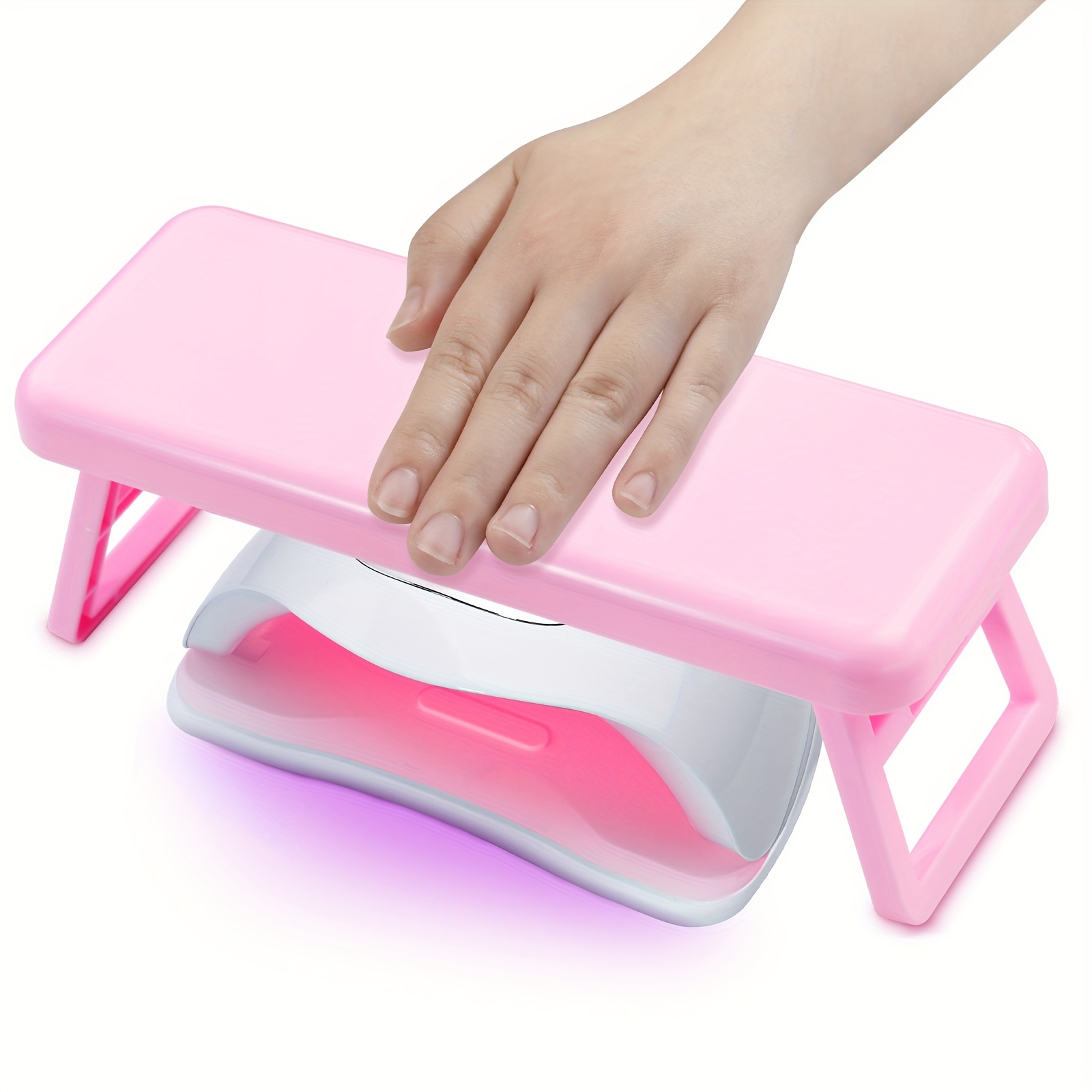 

Foldable Nail Art Hand Rest, Acrylic Elevated Nail Lamp Stand, Convenient Manicure Hand Holder With Silicone Anti-slip Pad, Pink And White, Nail Art Decoration Accessory For Salon & Home Use