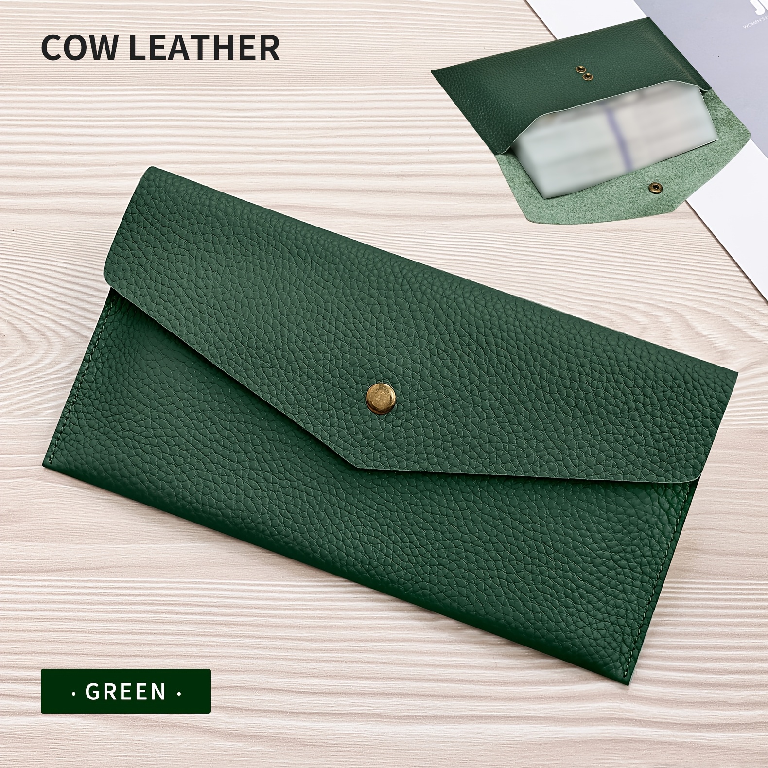 Wallet Women's Long Large Capacity Cash Storage Bag Niche High- Purse Genuine Leather Soft Leather Envelope Storage Bag, Top Layer Cowhide