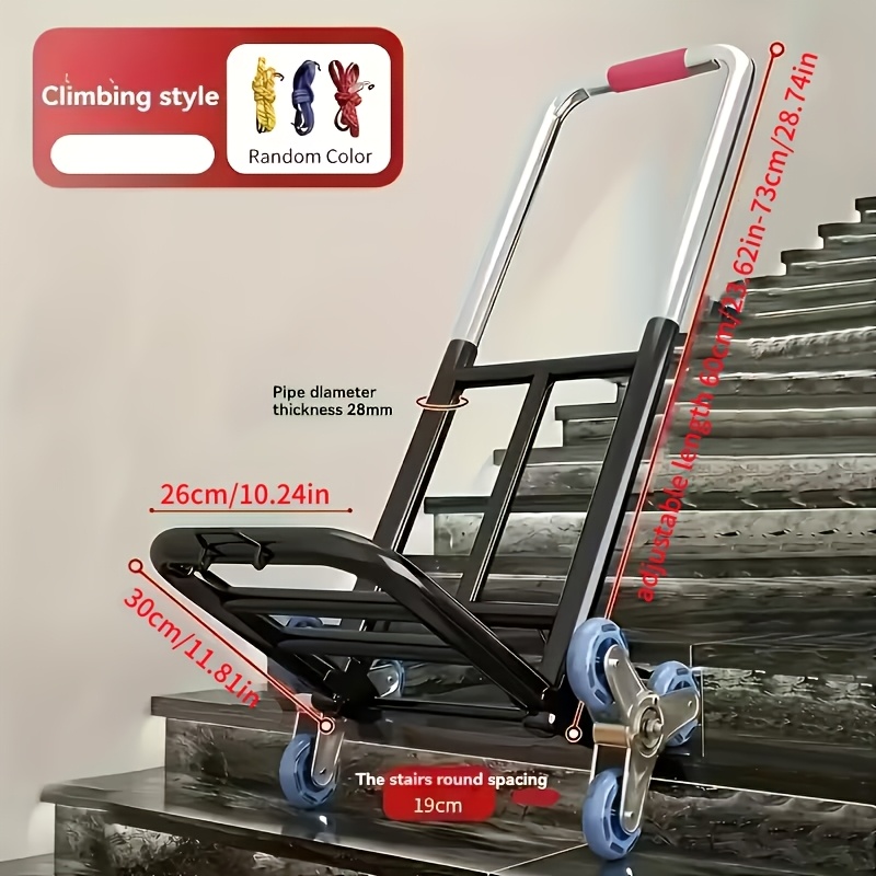 TEMU 1pc A Folding Hand Trolley Featuring Adjustable Mechanisms, Wheels Designed For Climbing Stairs, And A Portable Lift For Transporting Goods And Shopping, Collapsible Hand Cart