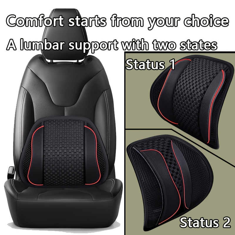 breathable lumbar pillow - ergonomic back cushion with adjustable lumbar support, posture   & spinal   - lightweight office chair & car seat pillow for long drives, work, home - no-fill design, durable polyester mesh - ideal for drivers, desk workers, posture   -   in black/red & more colors, backrest pillow, workstation accessory, sleek cushion design,  able cushioning, long drive  ,   Product details 0
