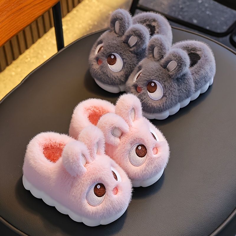 Children's Shoes Winter Girls Cute Rabbit Warm -Lined Slippers for Toddlers Boys Non-Slip Baby House Shoes