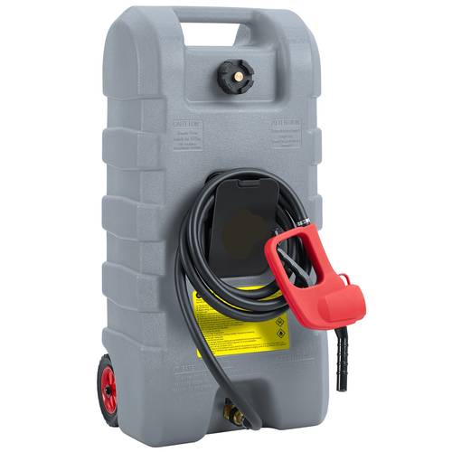 portable fuel caddy with a capacity of 15 gallons 57 featuring a hand pump and hose this heavy duty gas and tank is with wheels for convenient transport and offers leak proof storage suitable for cars trucks